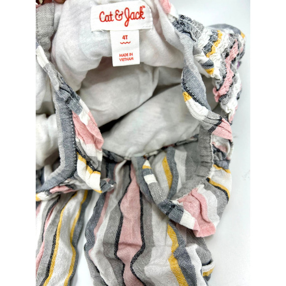 Cat and Jack Pant Jumpsuit Romper 4T Pink Gray and White - Picture 2 of 5